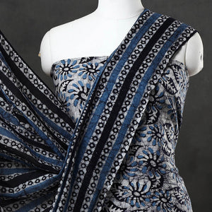 Blue - 3pc Cotton Kutch Batik Print Dress Material