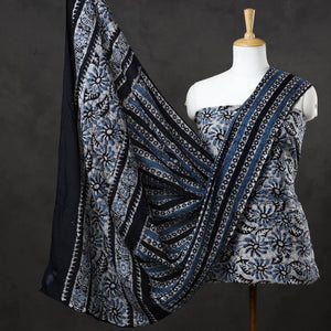 Blue - 3pc Cotton Kutch Batik Print Dress Material