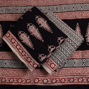 Black - 3pc Bagh Print Cotton Dress Material Set