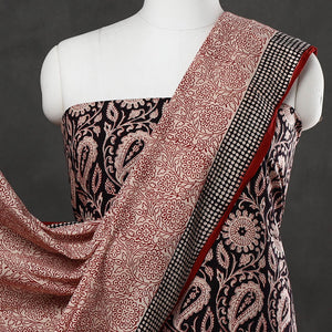 Black - 3pc Bagh Print Cotton Dress Material Set