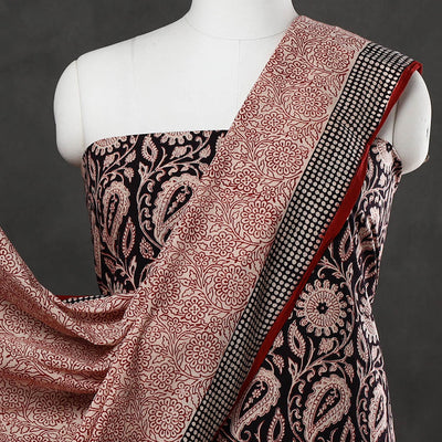Black - 3pc Bagh Print Cotton Dress Material Set