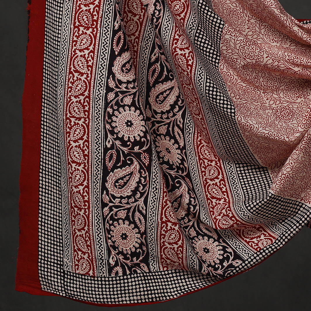 Black - 3pc Bagh Print Cotton Dress Material Set