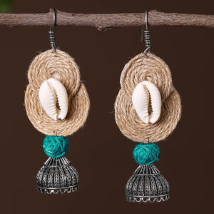 Ashifa German Silver Jute Jhumki Earrings