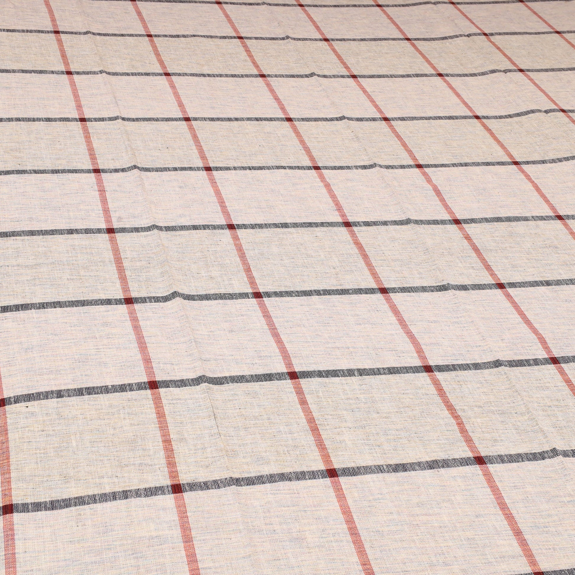 Beige - Plain Cotton Single Handloom Bed Cover (90 x 60 in) 77