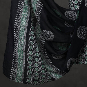 Black - 3pc Cotton Kutch Batik Print Dress Material