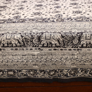 Beige - Kalamkari Block Printed Cotton Double Bed Cover with Pillow Covers (108 x 90 in)