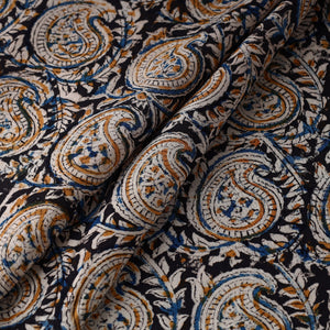 Black - Kalamkari Block Printed Cotton Fabric 17