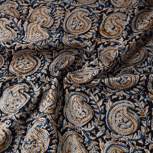 Black - Kalamkari Block Printed Cotton Fabric 17