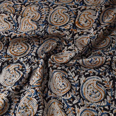 Black - Kalamkari Block Printed Cotton Fabric 17