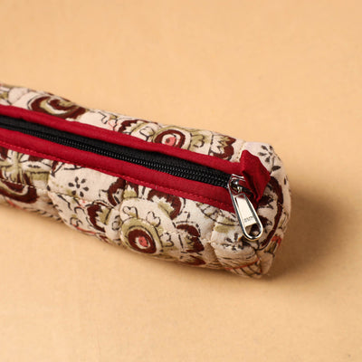 Beige - Handcrafted Quilted Cotton Pencil Pouch 02