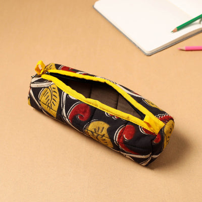 Black - Handcrafted Quilted Cotton Pencil Pouch 01