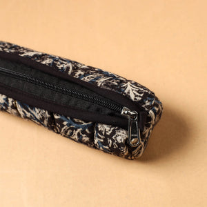 Black - Handcrafted Quilted Cotton Pencil Pouch 03