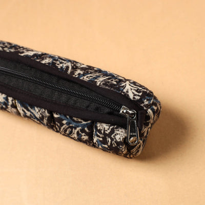 Black - Handcrafted Quilted Cotton Pencil Pouch 03