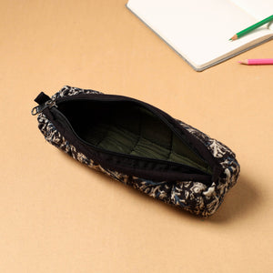 Black - Handcrafted Quilted Cotton Pencil Pouch 03