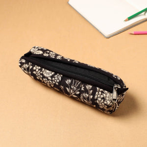 Black - Handcrafted Quilted Cotton Pencil Pouch 04