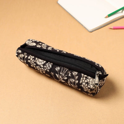 Black - Handcrafted Quilted Cotton Pencil Pouch 04