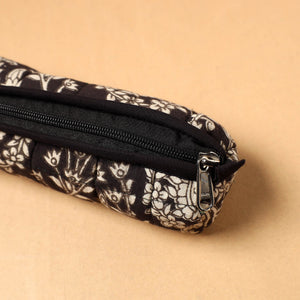 Black - Handcrafted Quilted Cotton Pencil Pouch 04