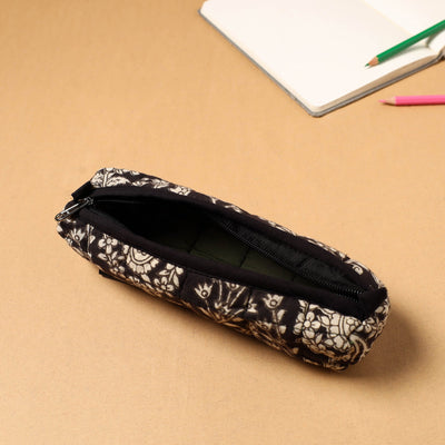 Black - Handcrafted Quilted Cotton Pencil Pouch 04