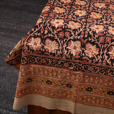 Brown - Kalamkari Block Printed Cotton Single Bed Cover (90 x 60 in)