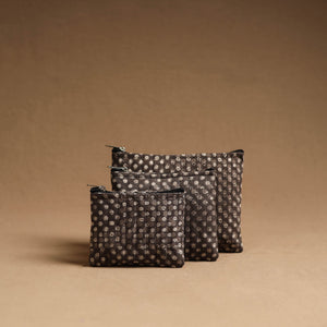 Brown - Handmade Cotton Multipurpose Utility Pouches (set of 3) 01