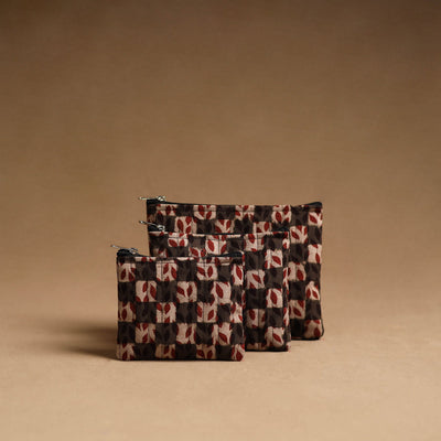 Brown - Handmade Cotton Multipurpose Utility Pouches (set of 3) 07