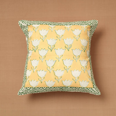 Block Print Cotton Sanganeri Cushion Cover (16 x 16 in)