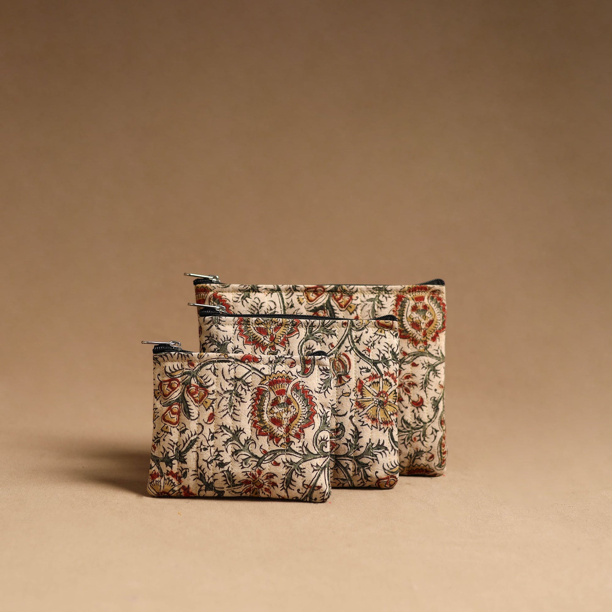 Beige - Handmade Cotton Multipurpose Utility Pouches (set of 3) 18