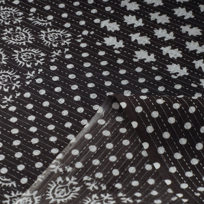Black - Kantha Stitch Cotton Jaipur Print Fabric 07
