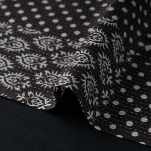 Black - Kantha Stitch Cotton Jaipur Print Fabric 07