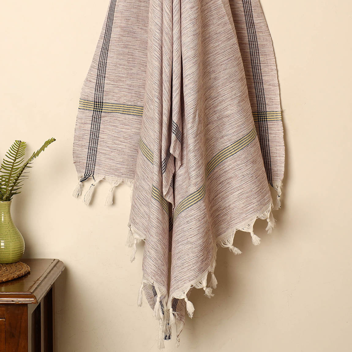 Brown - Handloom Fine Cotton Gamcha Bath Towel 07