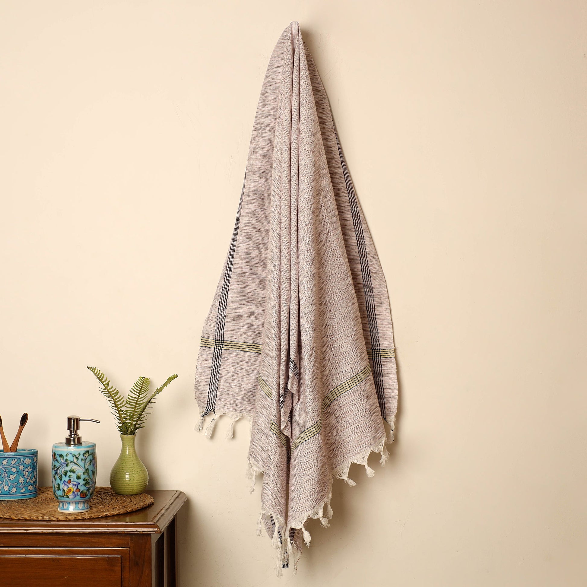 Brown - Handloom Fine Cotton Gamcha Bath Towel 07