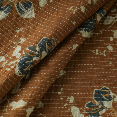 Brown - Kantha Stitch Cotton Jaipur Print Fabric 11