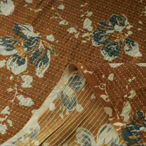Brown - Kantha Stitch Cotton Jaipur Print Fabric 11