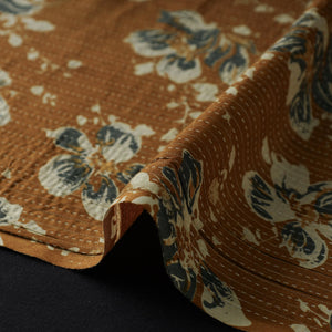 Brown - Kantha Stitch Cotton Jaipur Print Fabric 11