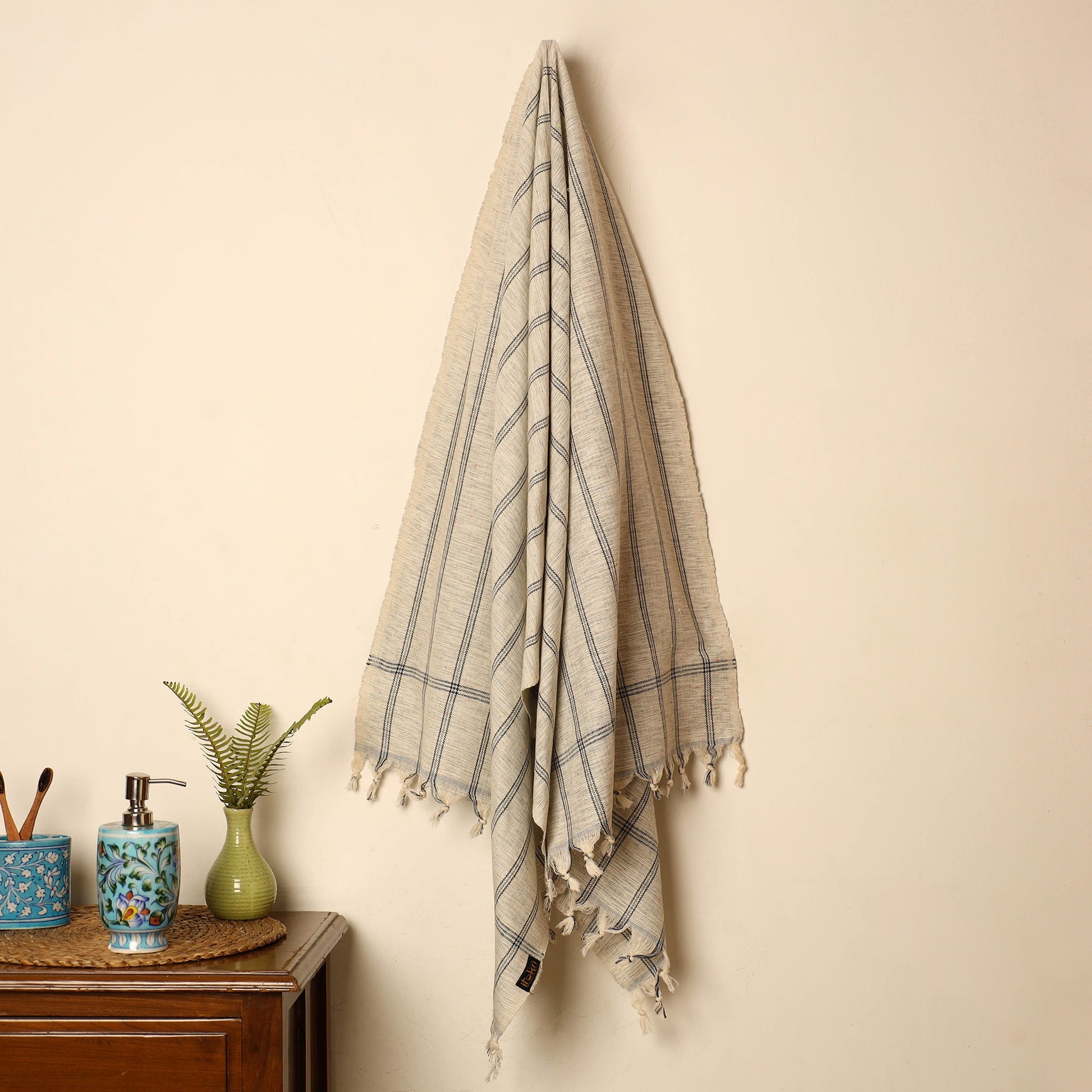 Beige - Handloom Fine Cotton Gamcha Bath Towel 22