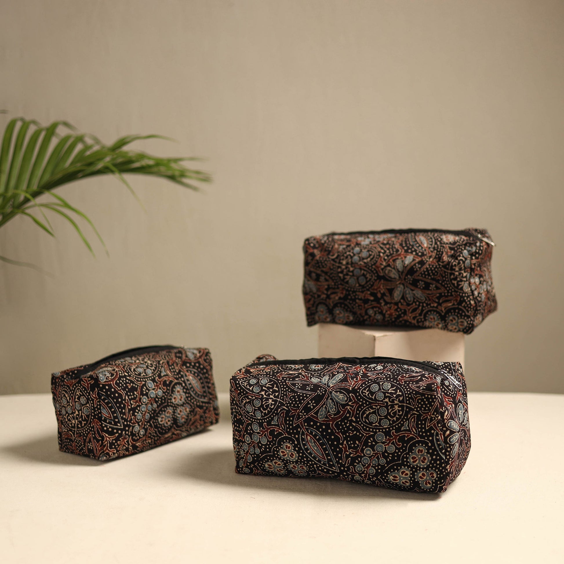 Black - Multipurpose Handmade Toiletry Bags (Set of 3) 13