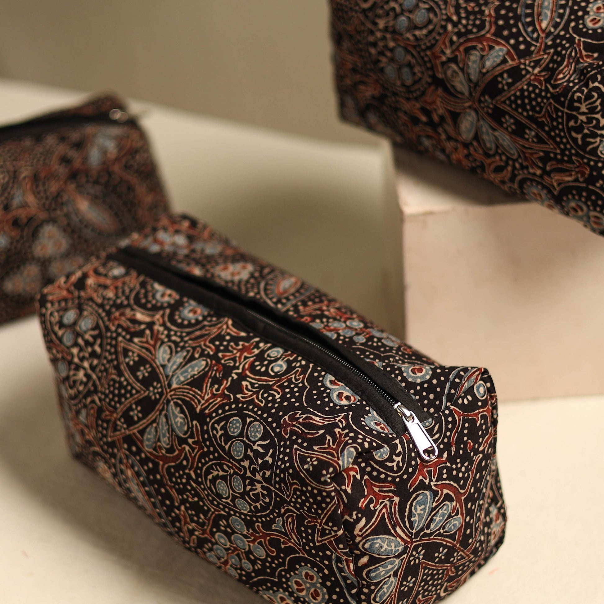 Black - Multipurpose Handmade Toiletry Bags (Set of 3) 13