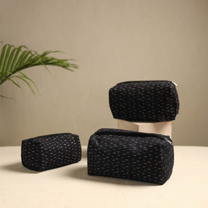 Black - Multipurpose Handmade Toiletry Bags (Set of 3) 14