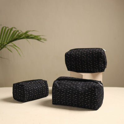 Black - Multipurpose Handmade Toiletry Bags (Set of 3) 14