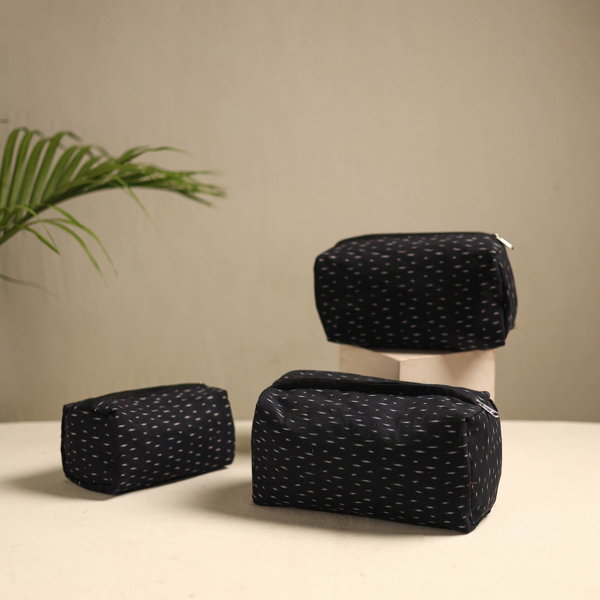Black - Multipurpose Handmade Toiletry Bags (Set of 3) 14