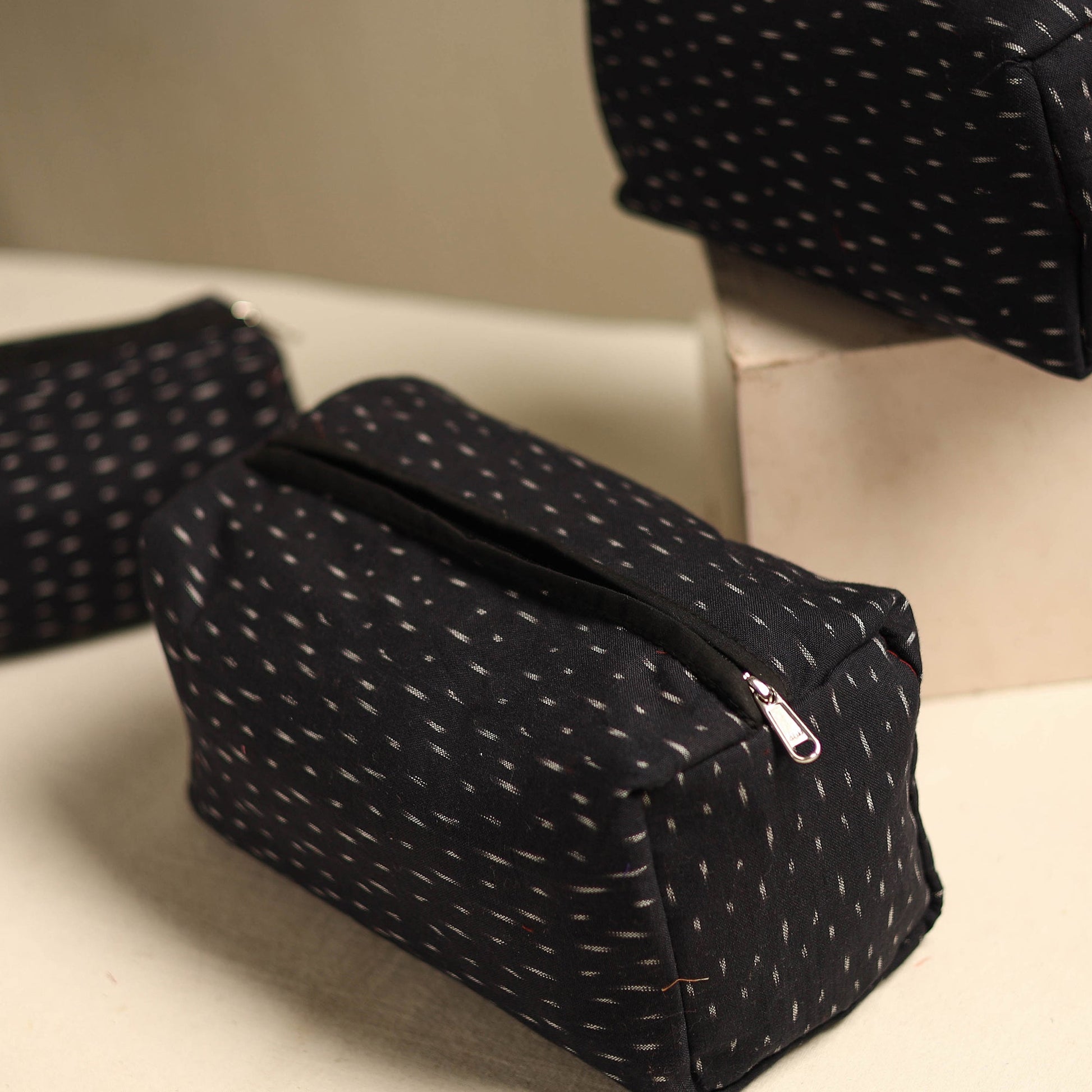 Black - Multipurpose Handmade Toiletry Bags (Set of 3) 14