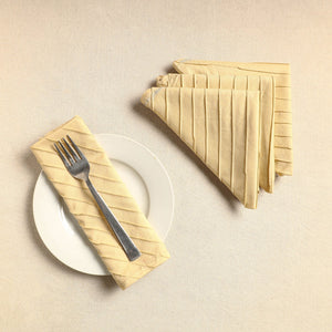 Beige - Set of 4 - Pintuck Plain Cotton Table Napkins (18 x 18 in) 15