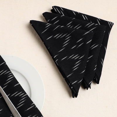 Black - Set of 4 - Pochampally Ikat Weave Cotton Table Napkins (18 x 18 in) 42