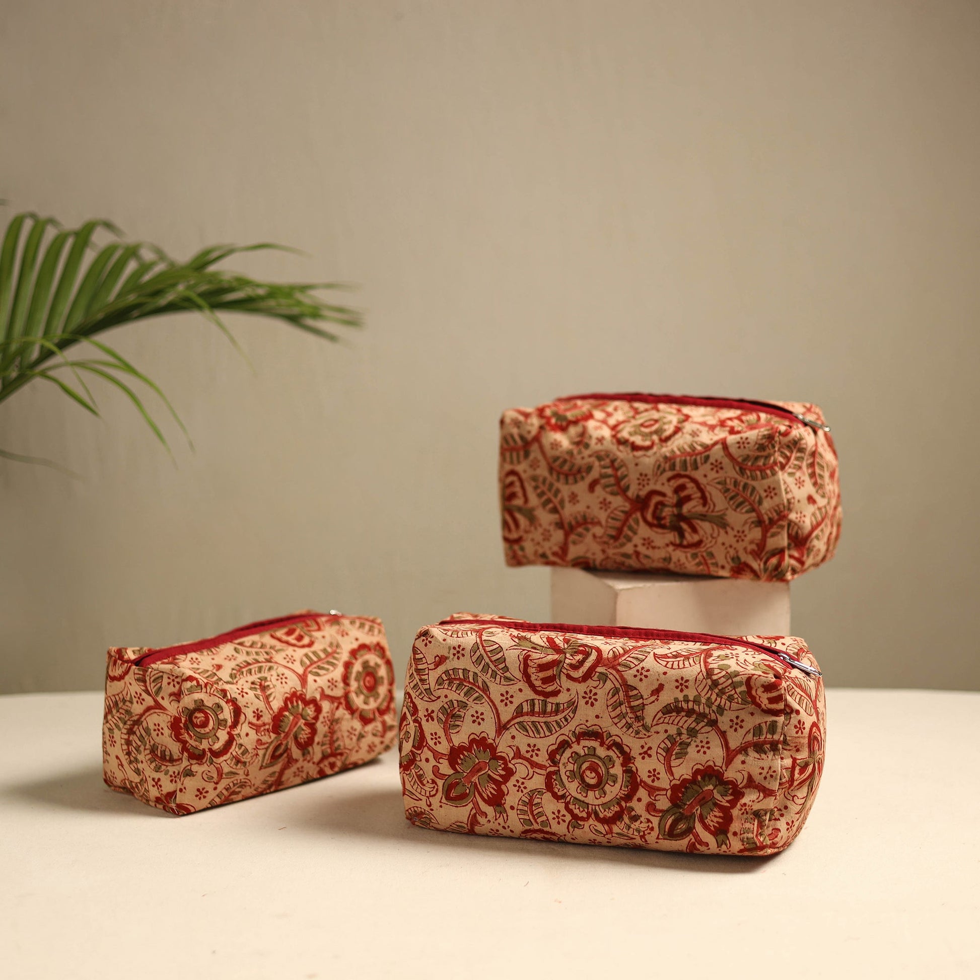 Beige - Multipurpose Handmade Toiletry Bags (Set of 3) 26