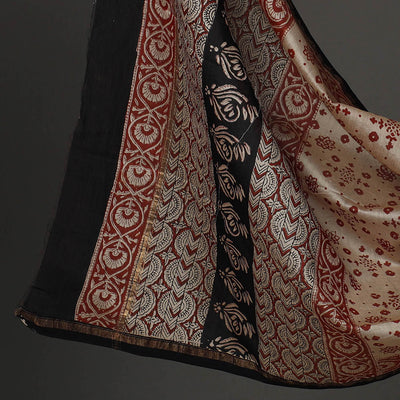 Black - 3pc Bagru Print Chanderi Silk Dress Material 02