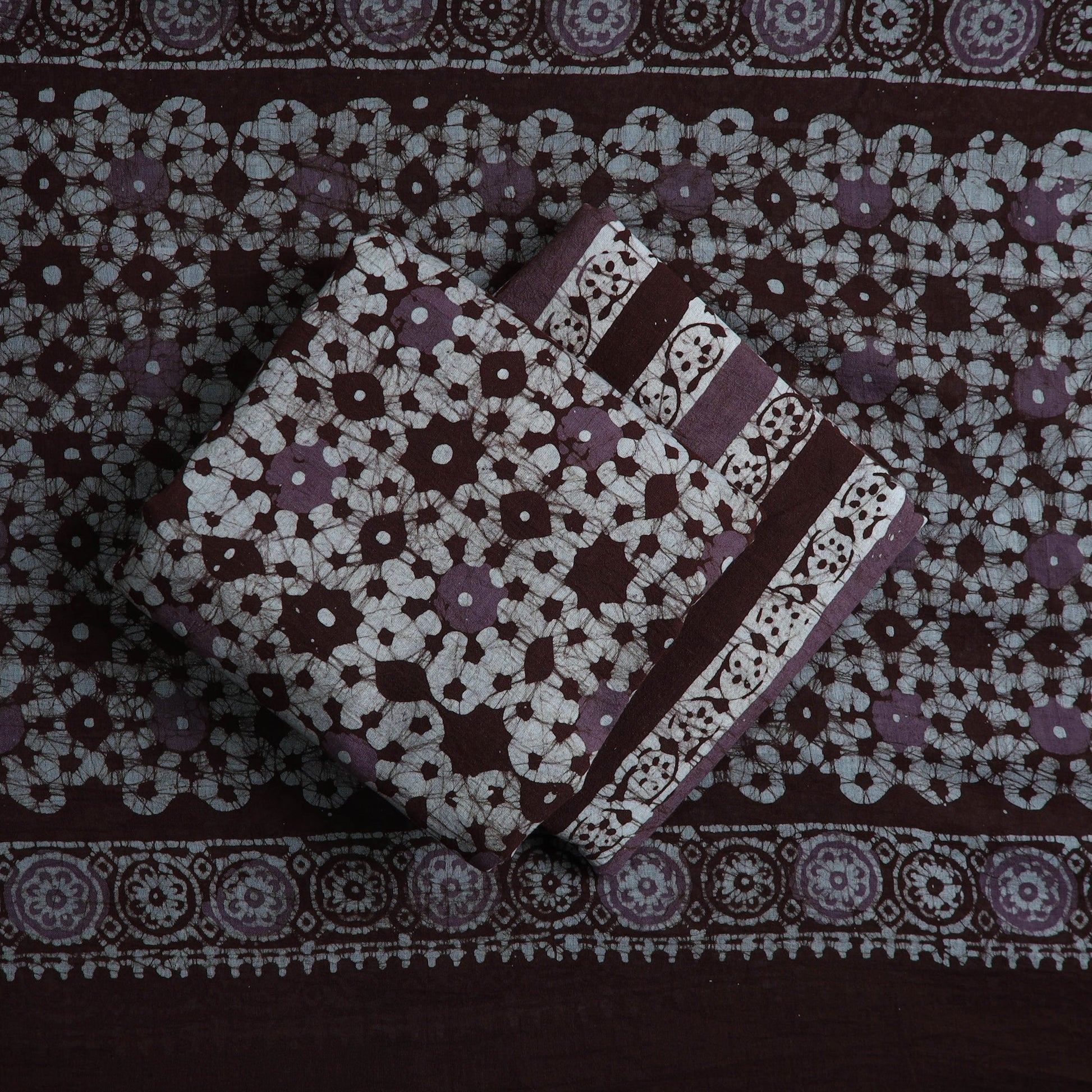 Brown - Kutch Print Cotton 3pc Batik Dress Material 31