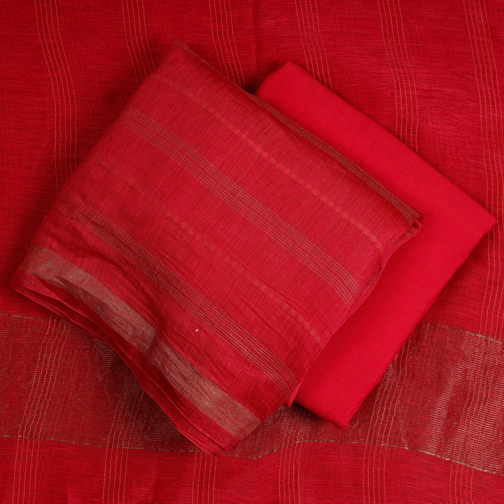 3pc Linen Silk Handloom Plain Dress Material 09