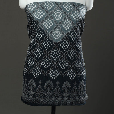 Black - 3pc Tie & Dye Satin Cotton Bandhani Dress Material 72