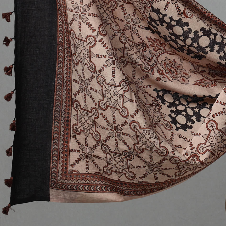 Brown - Kutch Block Print Cotton 3pc Ajrakh Dress Material 02