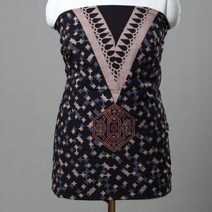 Black - Kutch Block Print Cotton 3pc Ajrakh Dress Material 03